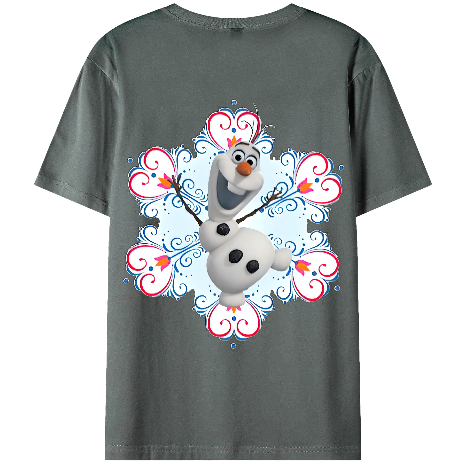 （画像用） アナと雪の女王 アンナ エルサ Frozen Anna Elsa 綿100％ メンズ半袖Tシャツ（バックプリント） 通気性